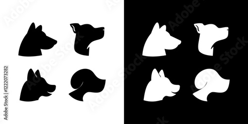 Set of Dog head side silhouette icon puppy pet logo vector
