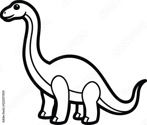 Cute Diplodocus toy vector illustration design, diplodocus toy silhouette vector art, diplodocus toy line art vector icon