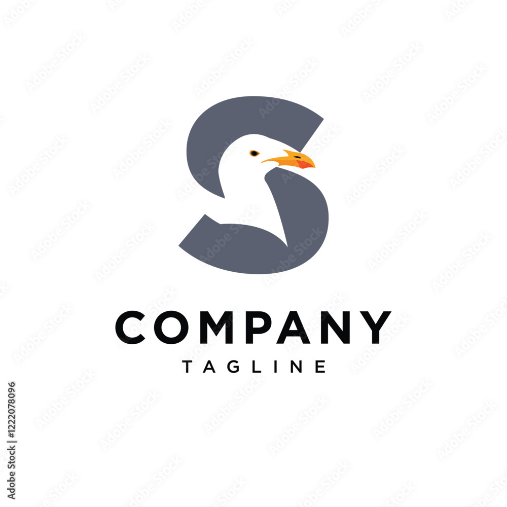 Obraz premium Letter S Seagull Logo Icon Vector