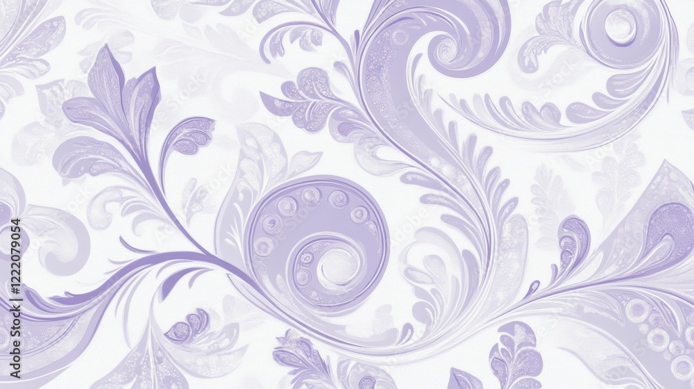 Fototapeta premium Paisley wallpaper with elegant swirling floral shapes in soft lavender hues
