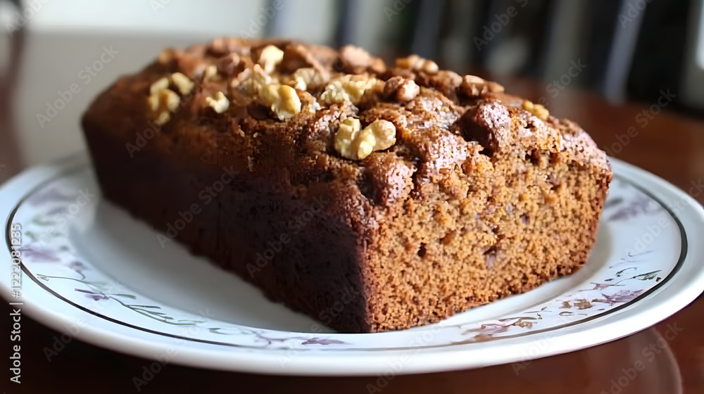 A pumpkin bread with walnuts and a hint of cinnamon. A pumpkin bread with walnuts and a hint of cinnamon.