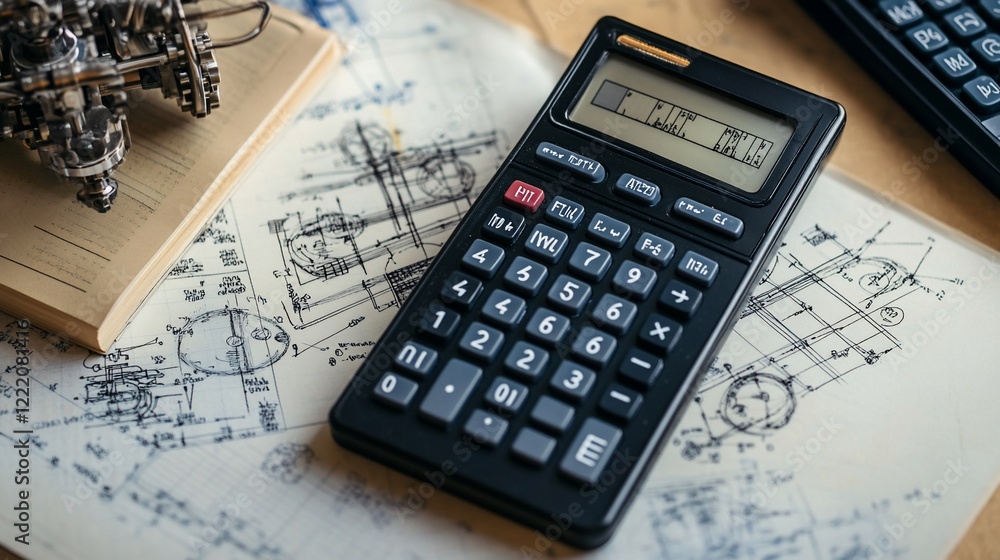 Engineering Design: Calculator on Blueprint
