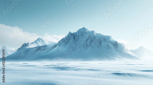 Wallpaper Mural Serene icy landscape featuring majestic snow-capped mountains under a clear, bright sky creating a cold and tranquil atmosphere Torontodigital.ca