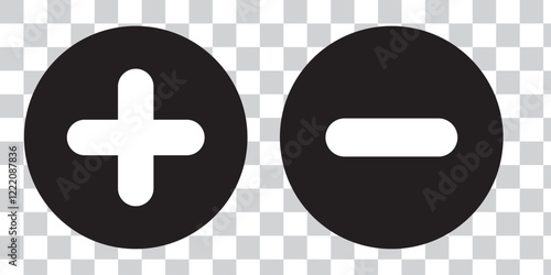 Plus and minus signs vector icons set