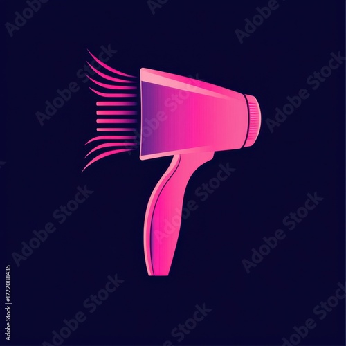 Vibrant Hair Dryer Icon with Colorful Design on Dark Background photo