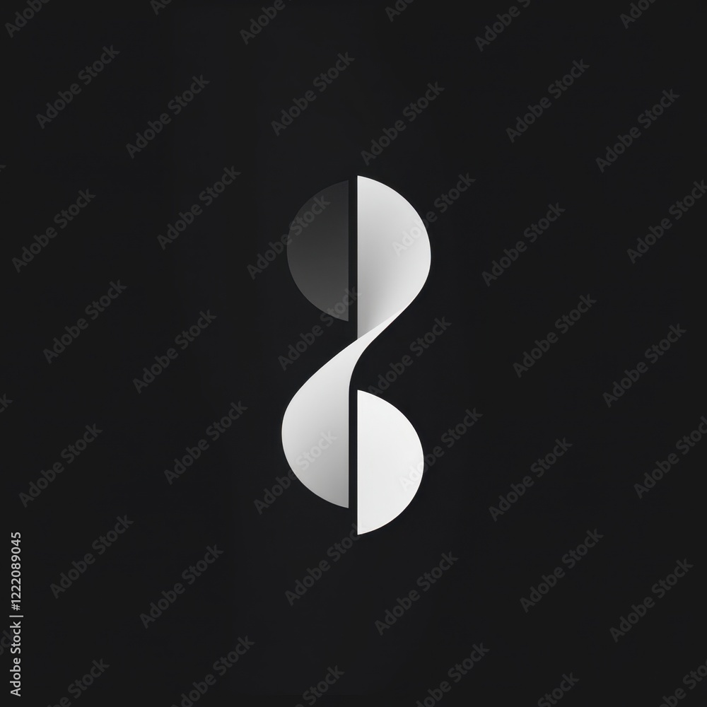 Abstract Design with Smooth Curves and Negative Space on Dark Background Abstract Design with Smooth Curves and Negative Space on Dark Background
