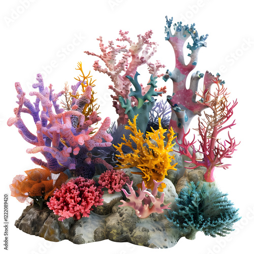 Fototapeta Naklejka Na Ścianę i Meble -  Vibrant coral reef isolated on transparent background