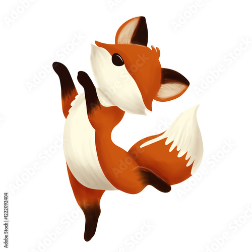 playful dancing fox illustration