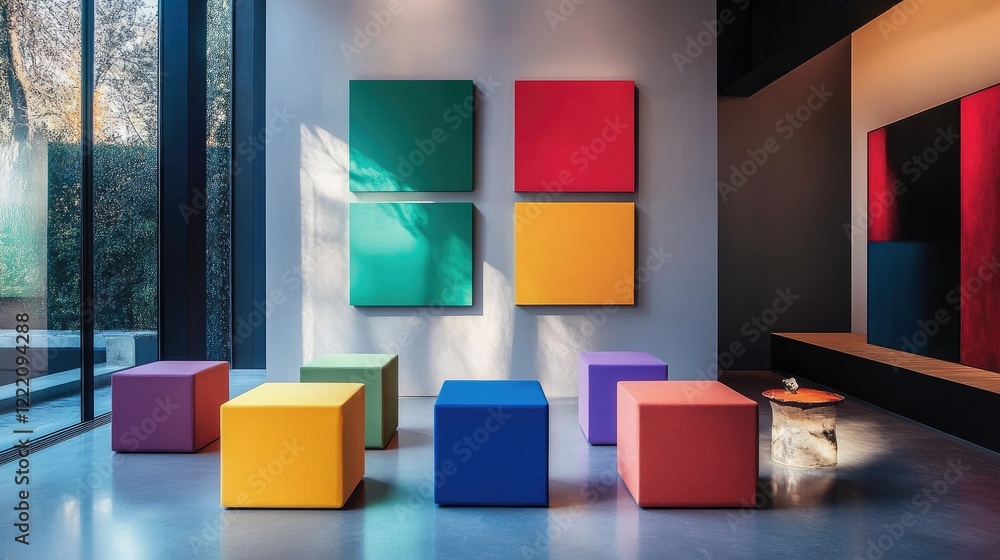 A sleek, minimalist living room with a well-organized cube storage system and uncluttered wall, perfect for clean design and practicality A sleek, minimalist living room with a well-organized cube storage system and uncluttered wall, perfect for clean design and practicality