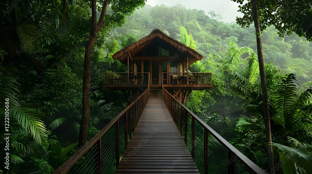 Elevated Dining Experience in a Lush Tropical Jungle Retreat with a Suspended Glass Platform for an Immersive and Peaceful Getaway Elevated Dining Experience in a Lush Tropical Jungle Retreat with a Suspended Glass Platform for an Immersive and Peaceful Getaway