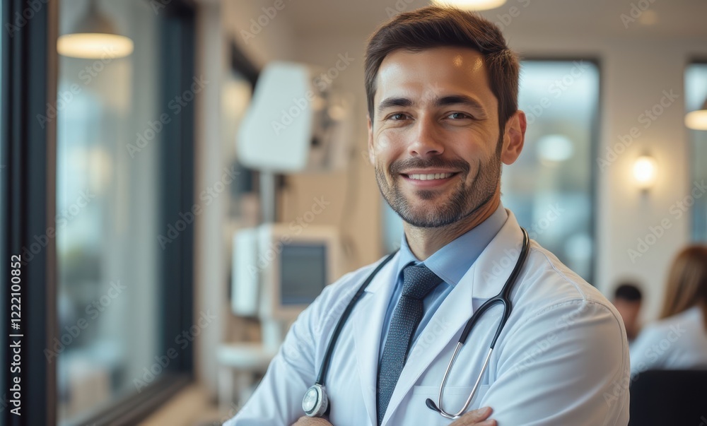 Smiling male doctor in clinic setting Smiling male doctor in clinic setting