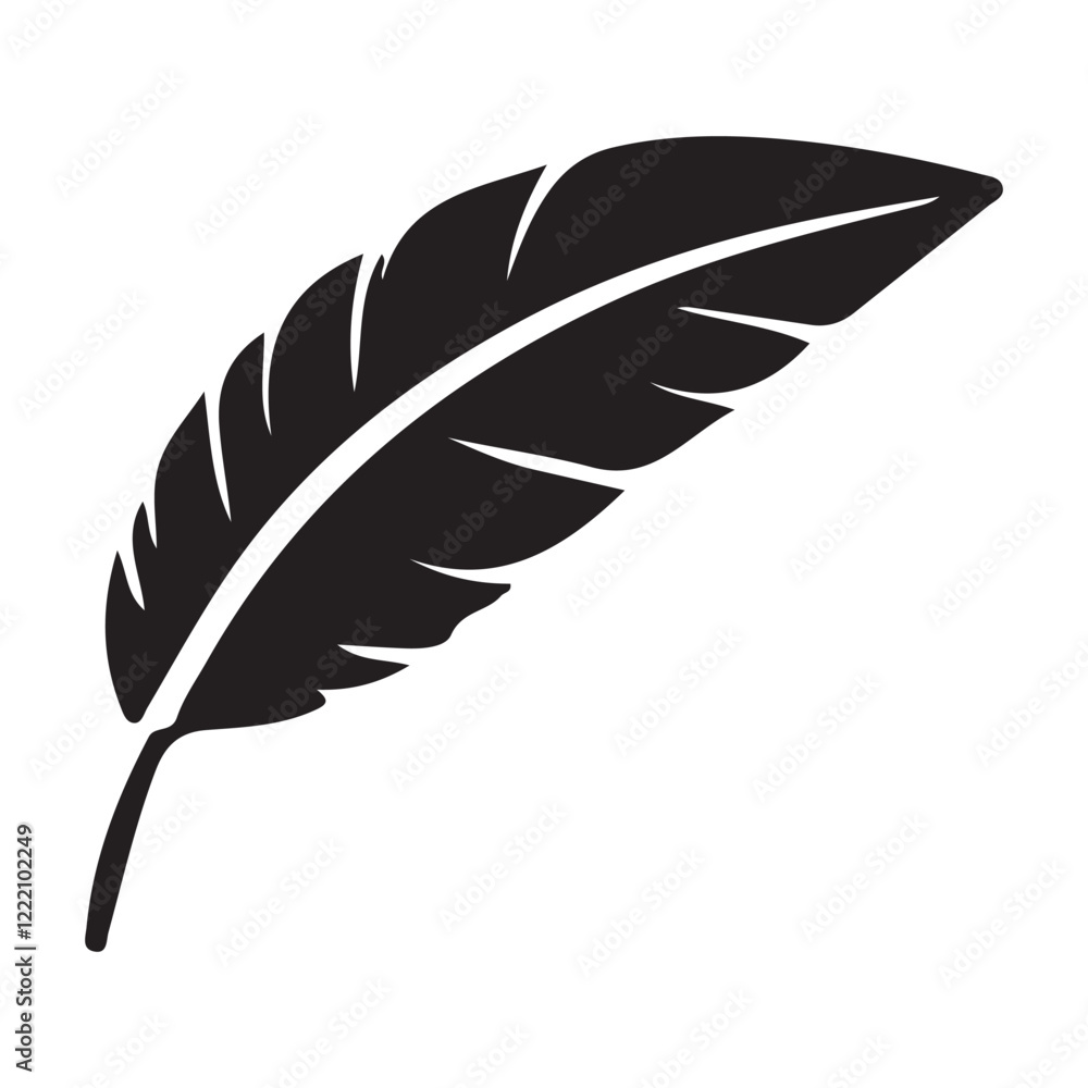 Fototapeta premium Simple Black Silhouette Feather Vector Graphic