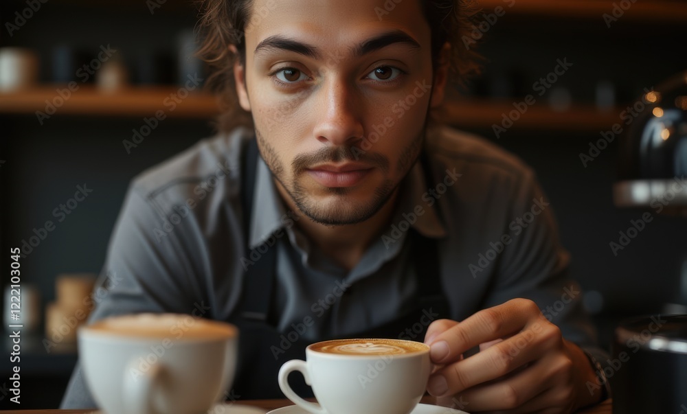 Young man enjoying coffee in cafe Young man enjoying coffee in cafe