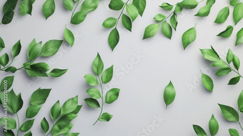 3D realistic curry leaves on a white background.
