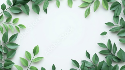 3D realistic curry leaves on a white background.