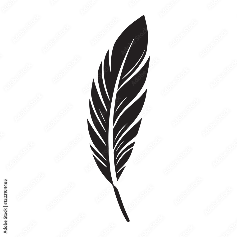 Simple Black and White Feather Silhouette Vector Art Simple Black and White Feather Silhouette Vector Art