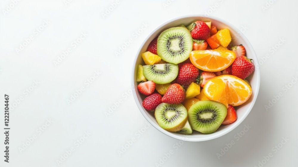 A bowl of fresh fruit salad featuring colorful slices of kiwi, orange, and strawberry A bowl of fresh fruit salad featuring colorful slices of kiwi, orange, and strawberry