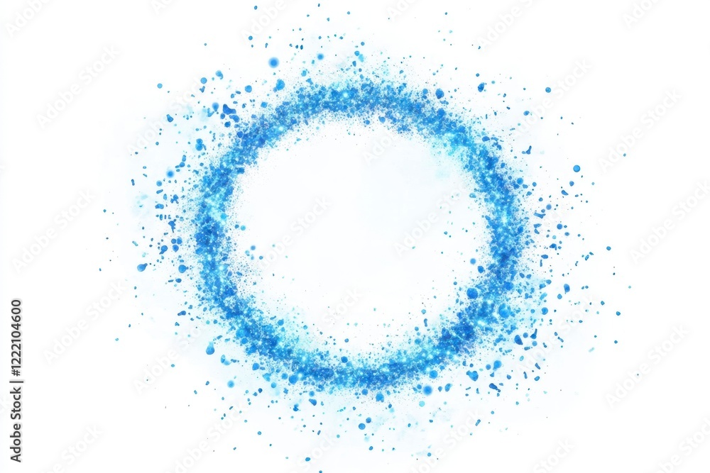 Blue Paint Splash Circular Pattern on White Background for Design Blue Paint Splash Circular Pattern on White Background for Design
