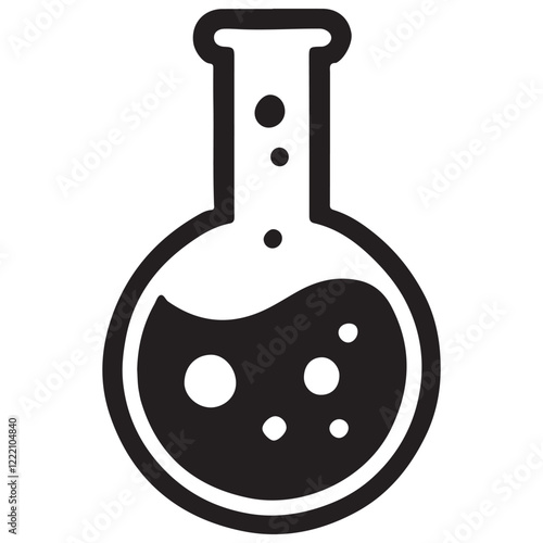 Simple Silhouette Erlenmeyer Flask with Bubbling Liquid Illustration