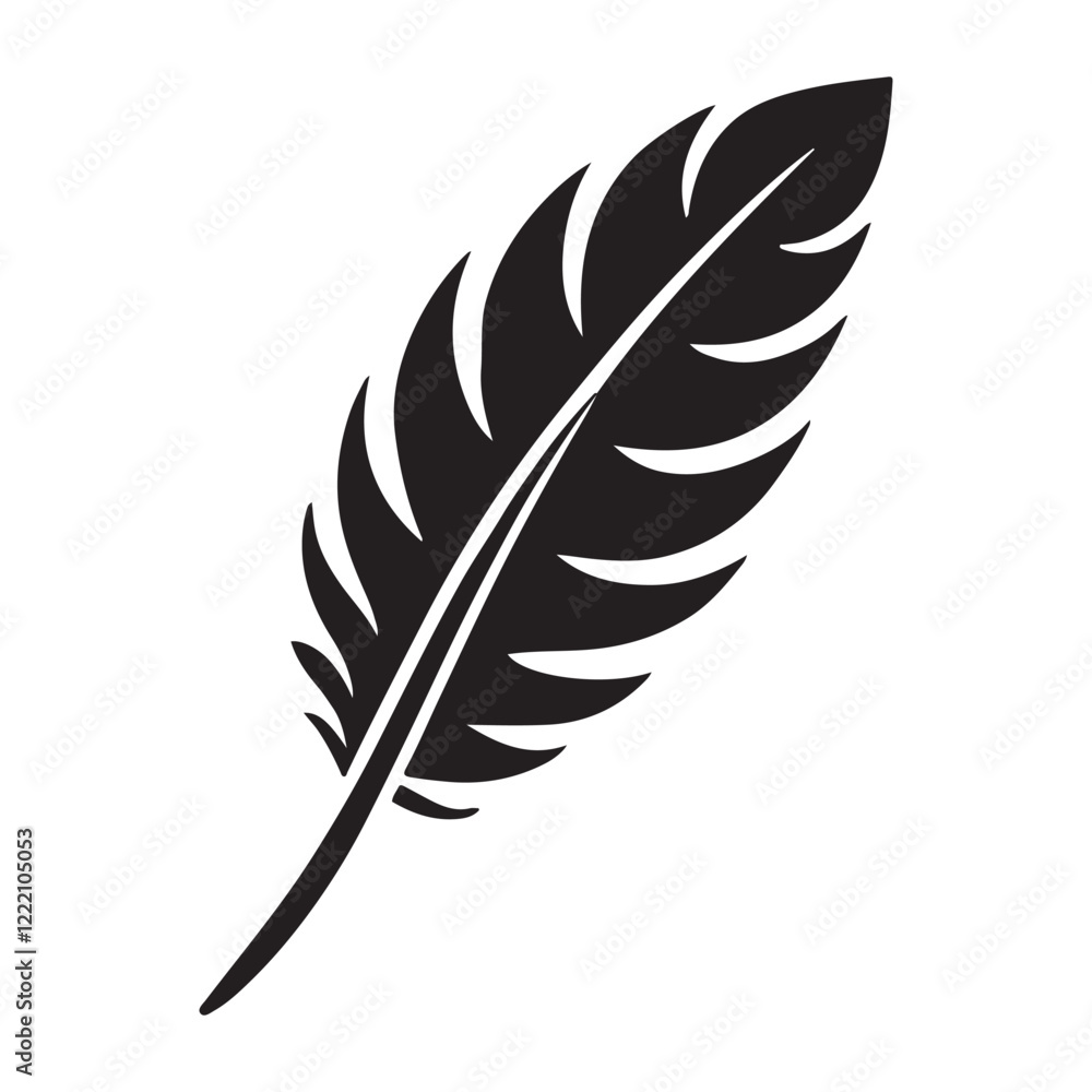 Simple Black Silhouette Feather Vector Image Simple Black Silhouette Feather Vector Image