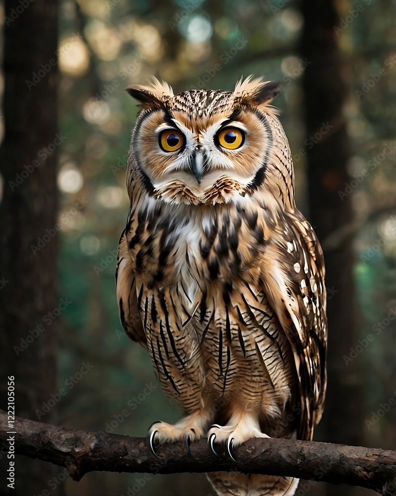 Fototapeta premium full-body image of a wise owl with eyes expressing intelligence and wisdom. cinematic.