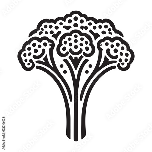 Detailed Broccoli Silhouette Vector Illustration for Food Designs