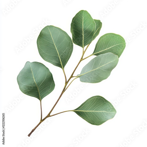 Green eucalyptus leaf isolated on white