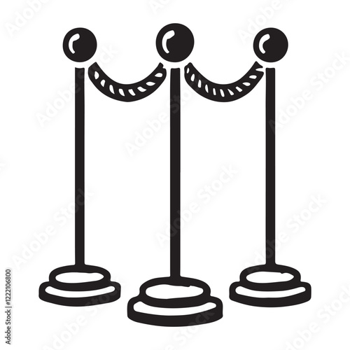 Stylish Black Silhouette Triple Rope Stanchions for VIP Areas