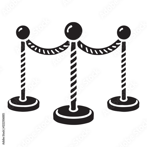 Elegant Black Silhouette Triple Rope Stanchions Design