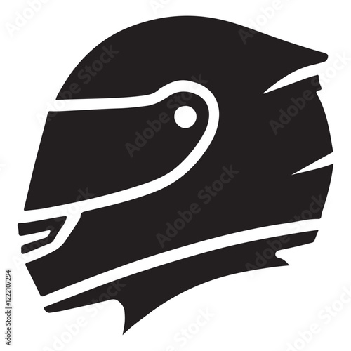 Damaged Black Silhouette Motorcycle Helmet Illustration