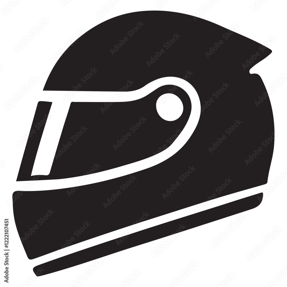 Protective Black Silhouette Motorcycle Helmet Illustration