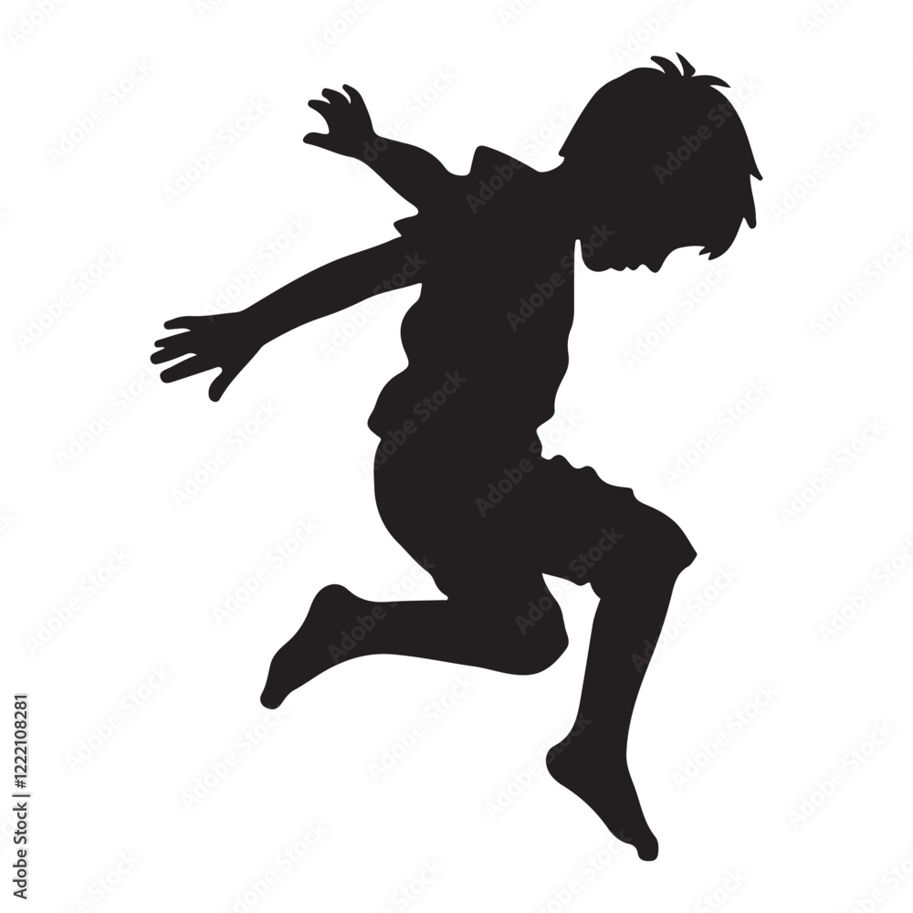 Silhouette of a Child Joyfully Leaping in the Air Silhouette of a Child Joyfully Leaping in the Air