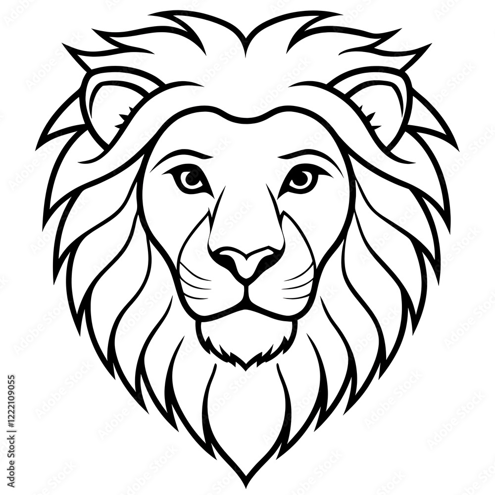 Fototapeta premium Lion head silhouette zoo eye Africa black and white