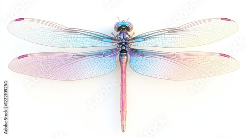 Macro photo of dragonfly. Insect with wings. Dragonfly with colorful wings.