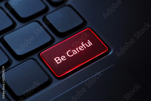 be careful text on keyboard button. generative ai