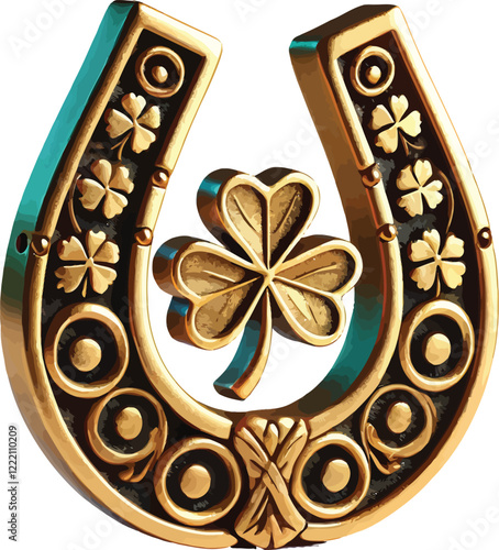 3D St. Patrick's Day Lucky Horseshoe on transparent background 