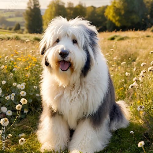 old english sheepdog outdoors