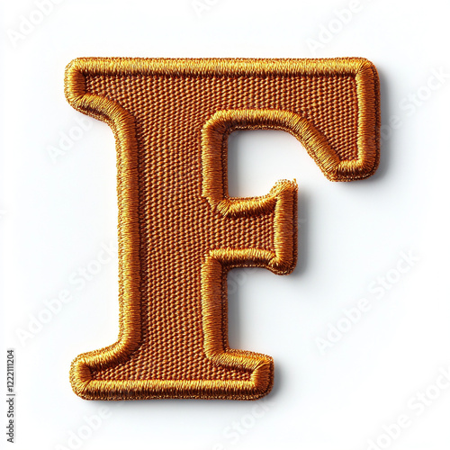 A logo text F embrodiery patch on white background. photo