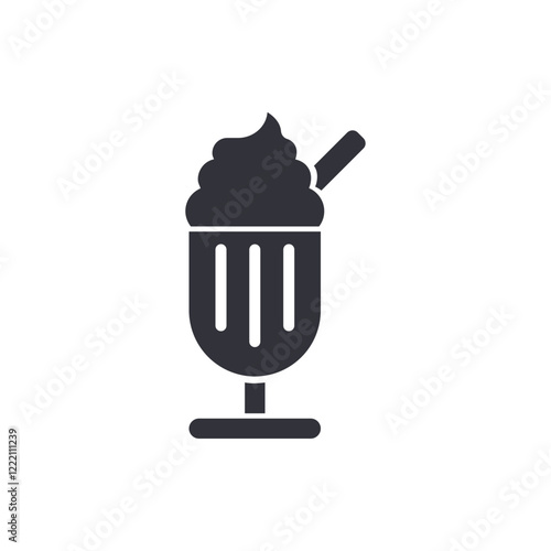 Ice cream glass solid icons, minimalist vector illustration ,simple transparent graphic element .Isolated on white background