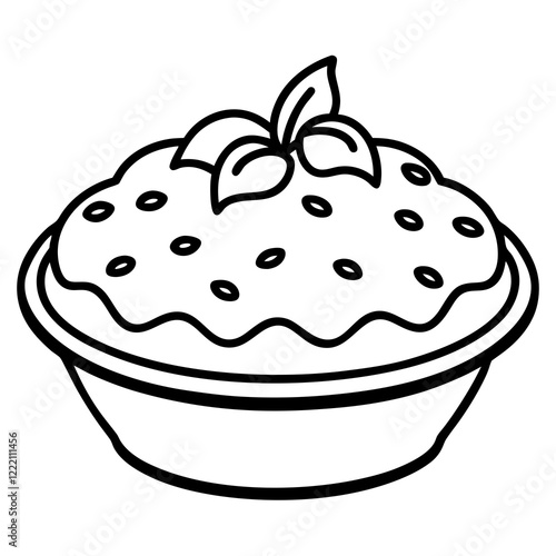 Peach Cobbler Line Art Vector