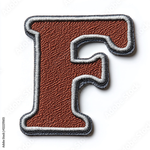 A logo text F embrodiery patch on white background. photo