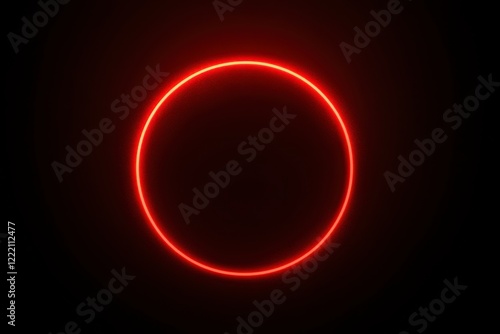 Glowing Red Circle with Dark Background for Abstract Design Use