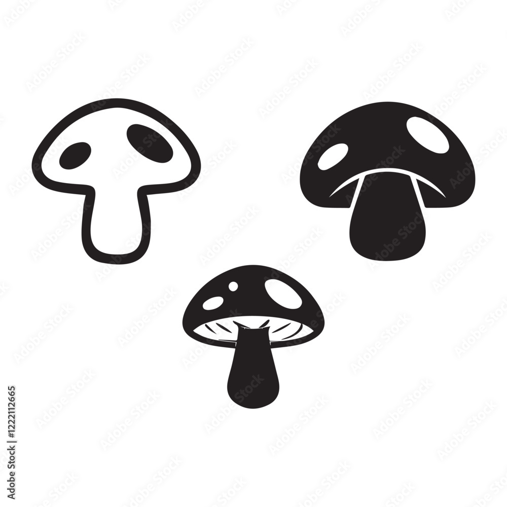 Create a black and white mushroom icons Create a black and white mushroom icons