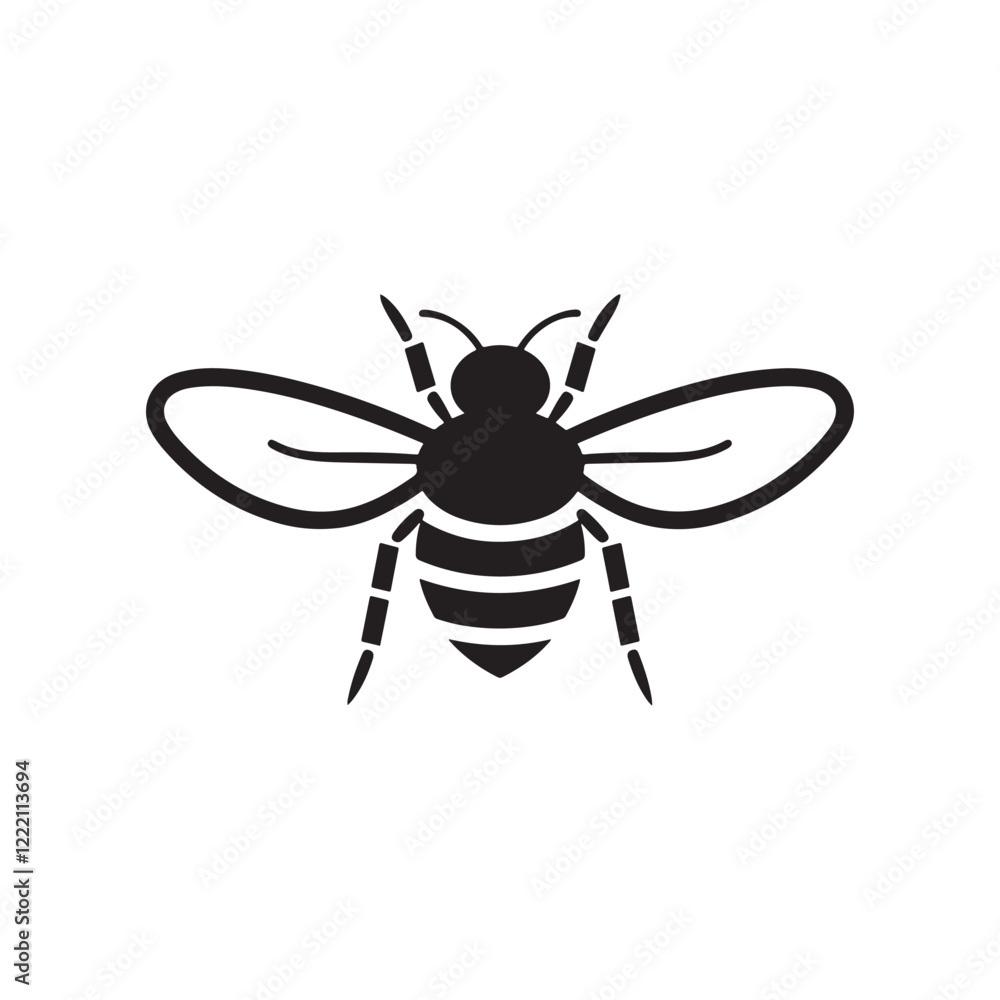 Obraz premium High-Contrast Black and White Bee Vector