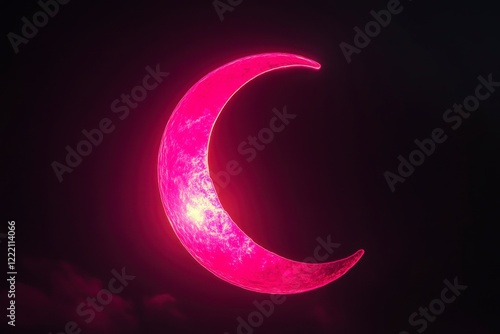 Wallpaper Mural Vibrant Pink Crescent Moon Illuminates Dark Night Sky Torontodigital.ca