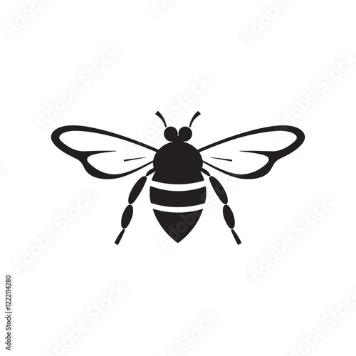 High-Contrast Black and White Bee Vector