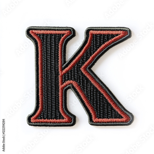 A logo text K embrodiery patch on white background. photo