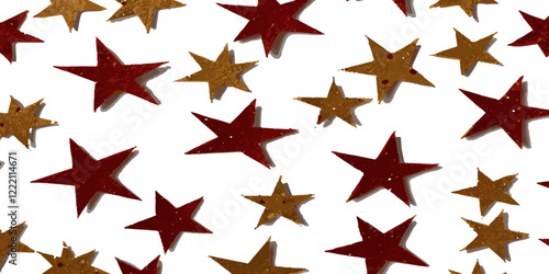 Colorful star modern greeting spotted confetti during holiday celebration template on white background. Concept for Studio shot, holiday celebration event vector illustration.