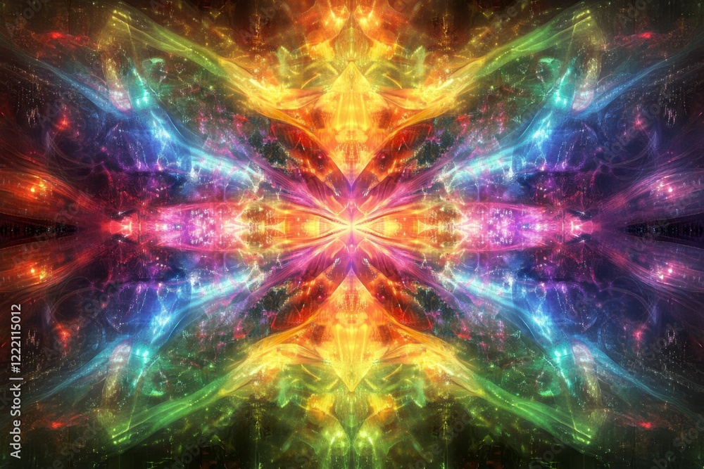 Obraz premium Vibrant Kaleidoscopic Abstract Art with Colorful Light Patterns