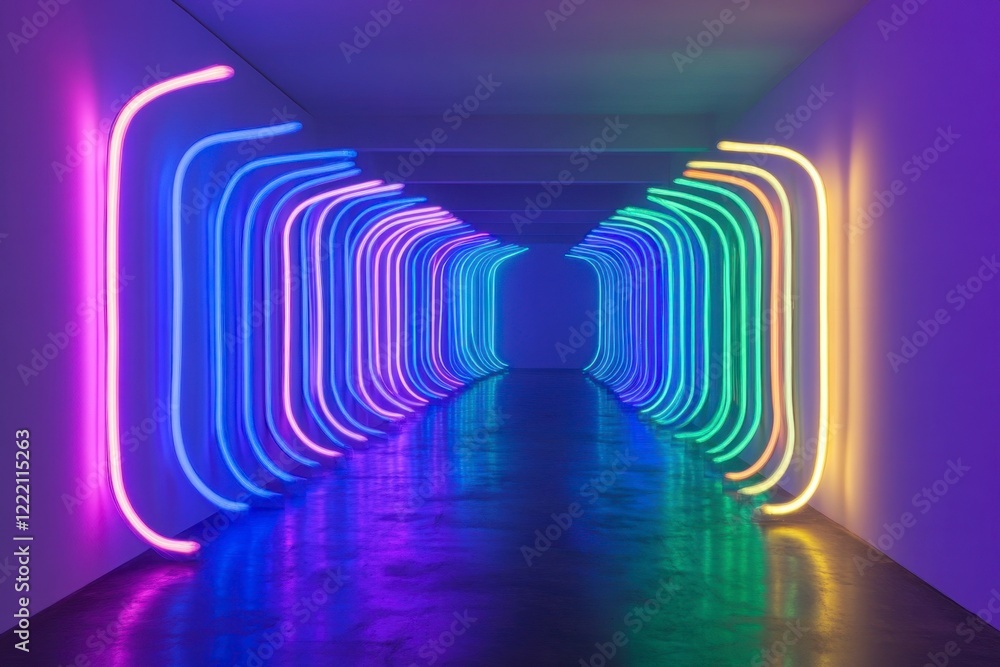 Vibrant Neon Light Display in Modern Art Installation Interior Vibrant Neon Light Display in Modern Art Installation Interior